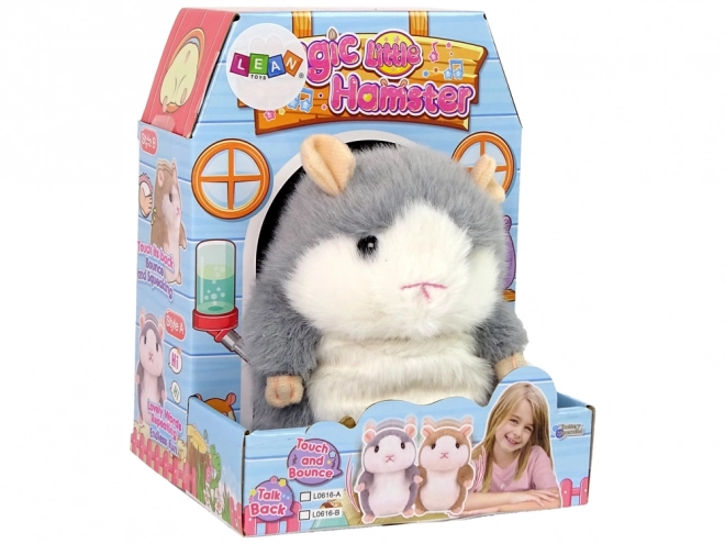 Interactive Talking Gray Plush Hamster Toy