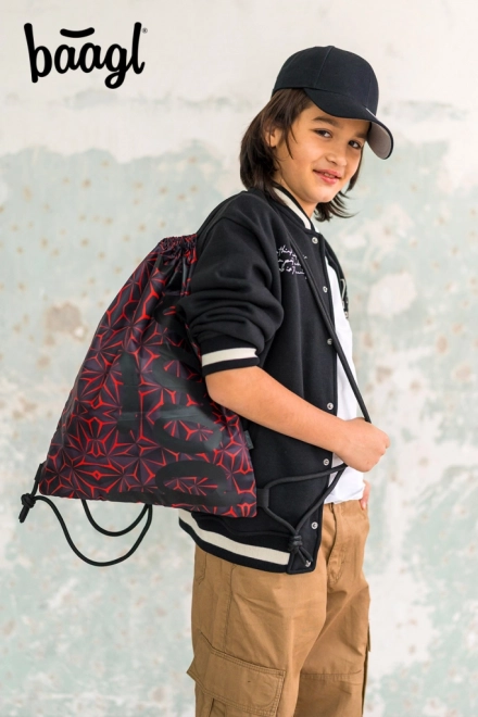 Baagl Red Polygon Backpack