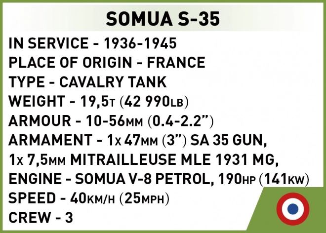 Cobi Historical Collection Somua S-35 Tank Model