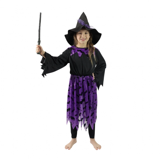 Witch Costume with Bats and Hat for Girls