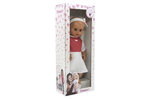 Blinking Hamiro Doll with White and Red Polka Dot Dress