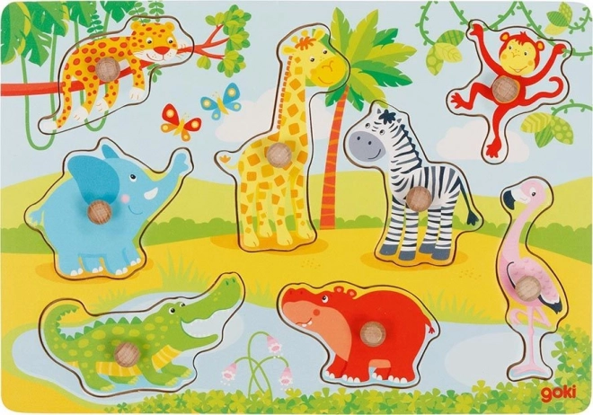 African Animals Wooden Puzzle with Handles