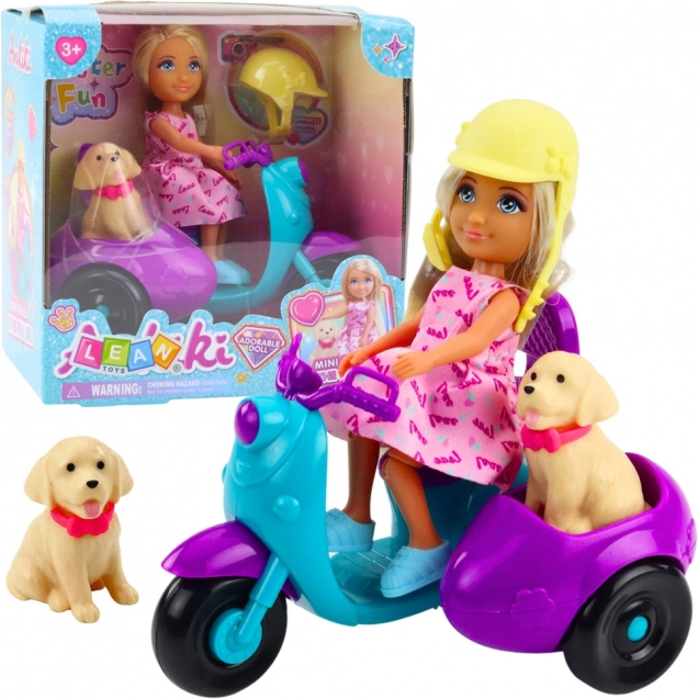 Puppet set Ankiki on scooter with dog