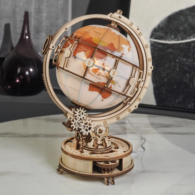 Robotime Rokr Illuminated 3D Wooden Globe Puzzle 180 Pieces