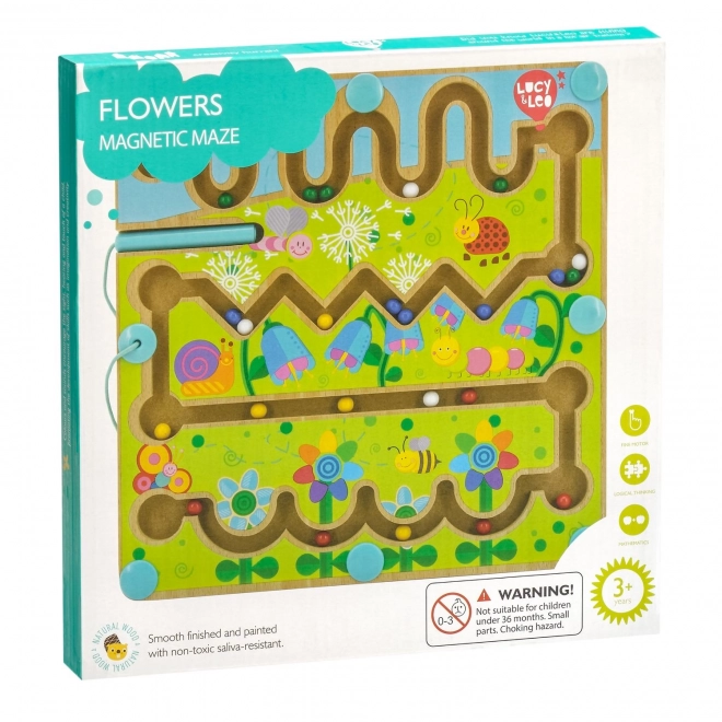 Flower Wooden Motor Skills Maze with Magnetic Pen