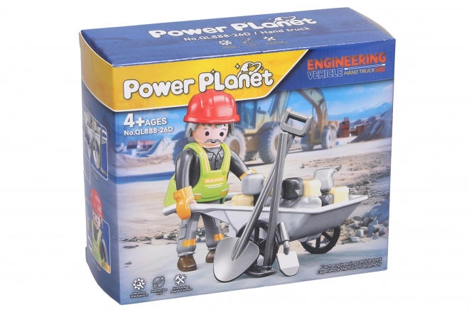 Construction Worker Figurine with Wheelbarrow Toy Set