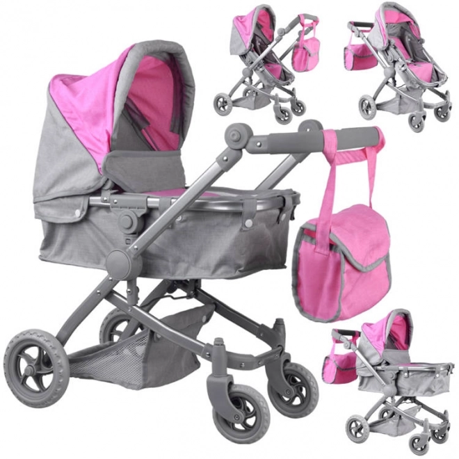 4-in-1 Doll Stroller with Bassinet – pink