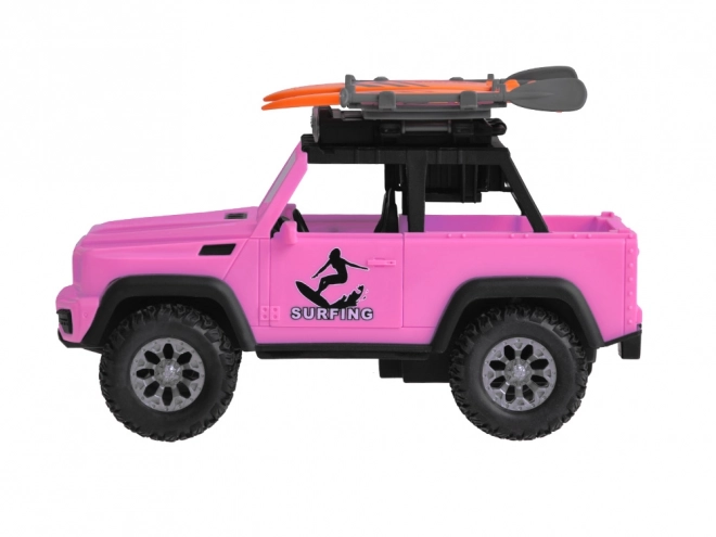 Pink Off-road Toy Car with Surfboards, Sounds, and Lights