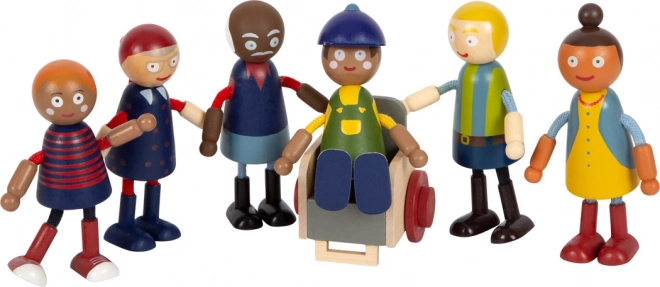 Wooden Family Figurines with Wheelchair