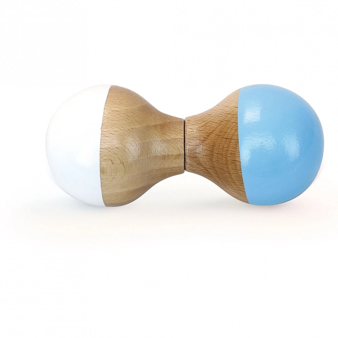 Wooden Rattle Blue and White