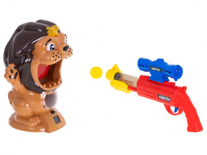 Lion Shooting Target Game Set with Gun and Balls