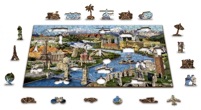 Wooden City World Monuments Wooden Puzzle 2-in-1