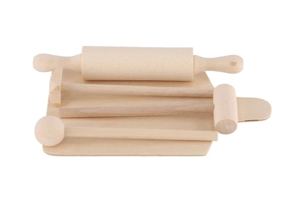 Wooden Kitchen Play Set - Cutting Board, Rolling Pin, Mallet