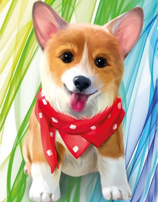 Norimpex diamond painting puppy with bandana 15x20cm with stand