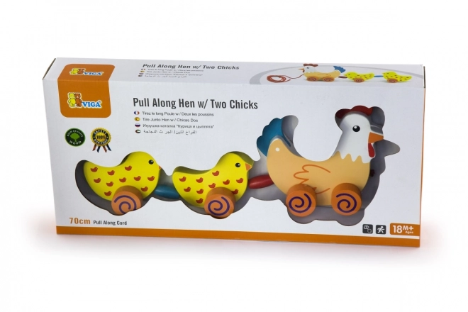 Wooden Pull Along Chicken with Chicks