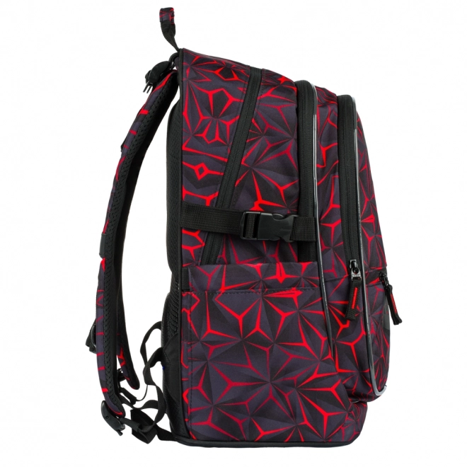 Baagl School Backpack Set - Core Red Polygon