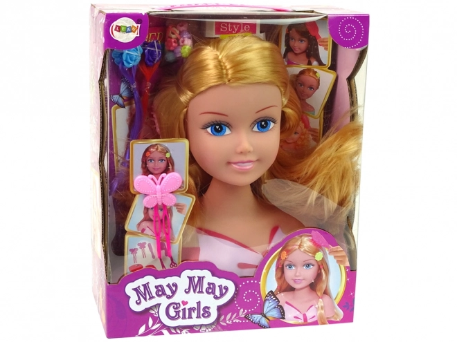 Styling Doll Head With Beads and Hair Accessories