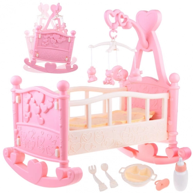 Large Doll Cradle with Mobile