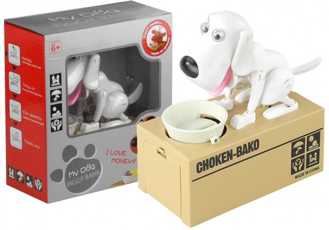 Coin-Eating Dog Piggy Bank White