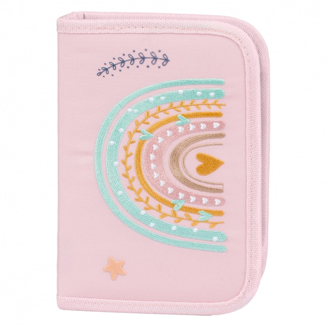 Single-Compartment Pink Rainbow School Pencil Case