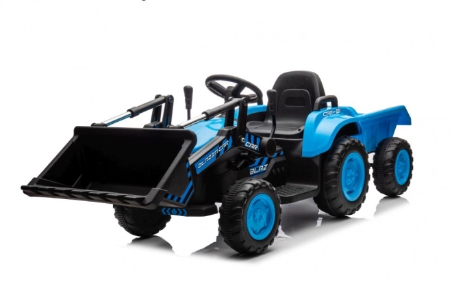 Trattore elettrico per bambini blu con benna