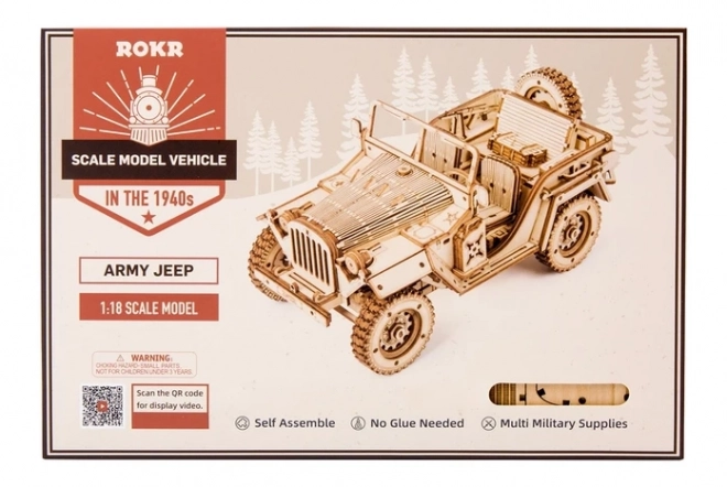 Wooden Model Military Jeep Puzzle