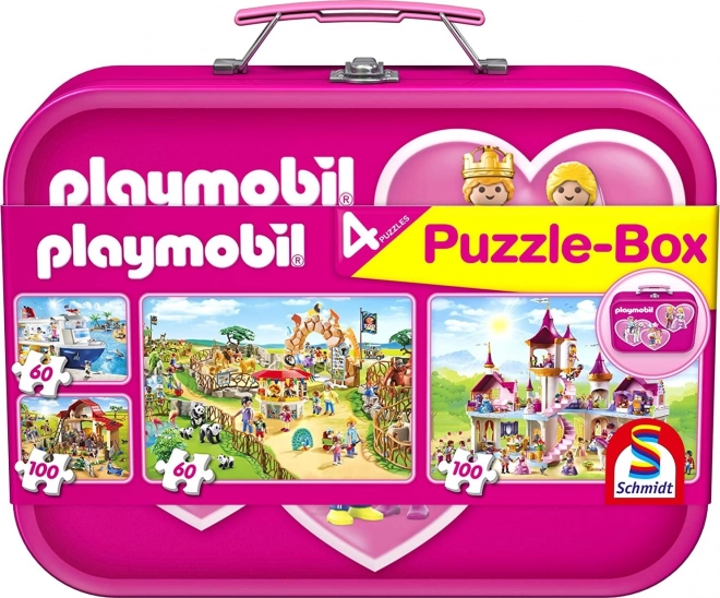 Schmidt Playmobil 4-in-1 Puzzle Tin Box