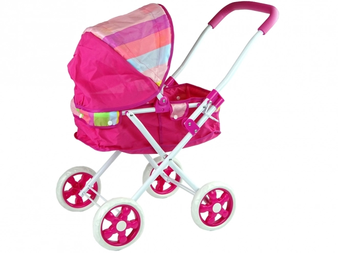 Pink Doll Stroller with Colorful Canopy