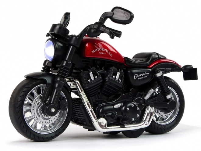 Red Champion Motorcycle Toy with Pull-Back Mechanism