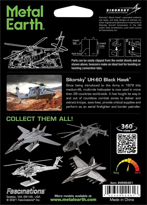 Metal Earth 3D Puzzle Black Hawk Helicopter