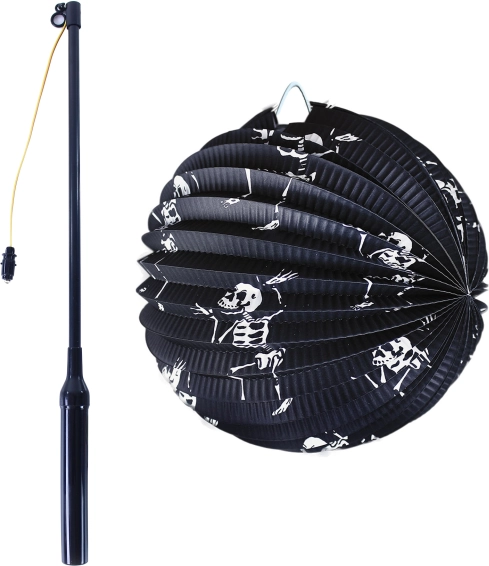 Striking skeleton motif on a black lantern