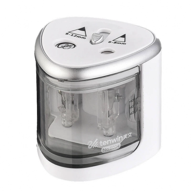 Tenwin Electric Dual Pencil Sharpener Battery-Powered Silver