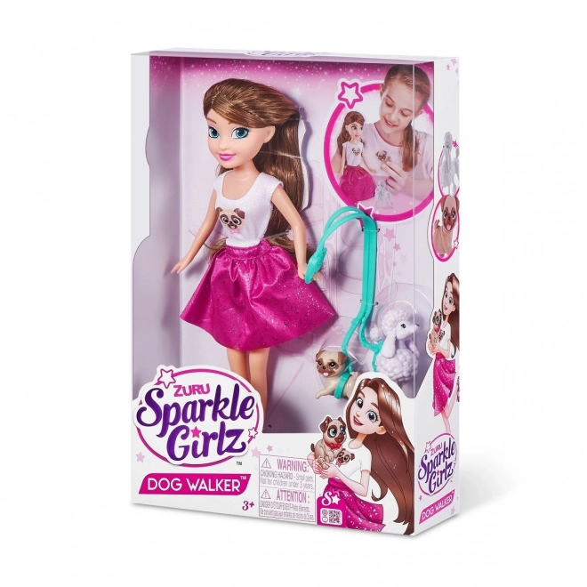 Sparkle Girlz Dog Walker Doll Set