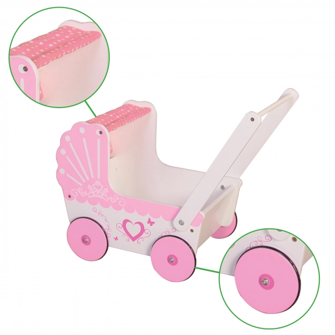 Wooden doll stroller for kids by Ecotoys