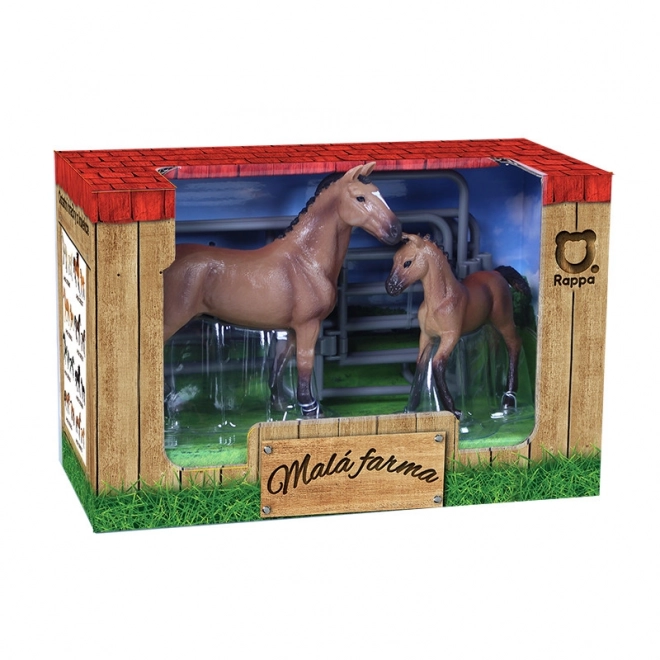 Horse and Foal Set with Fence