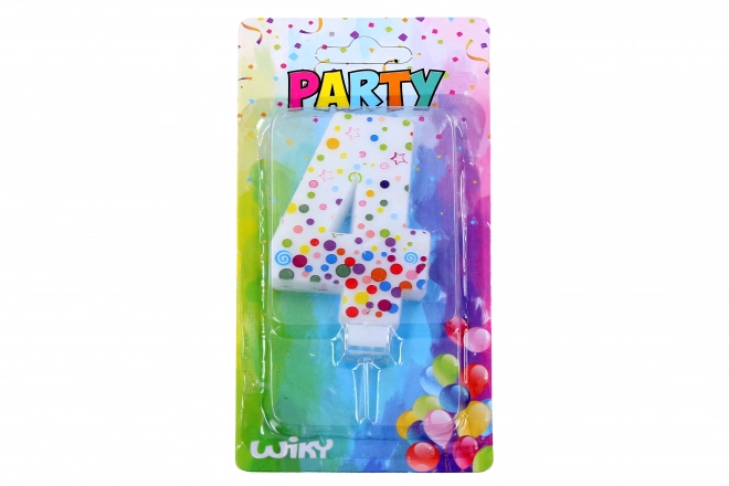 Party Candle Number 4 Polka Dots