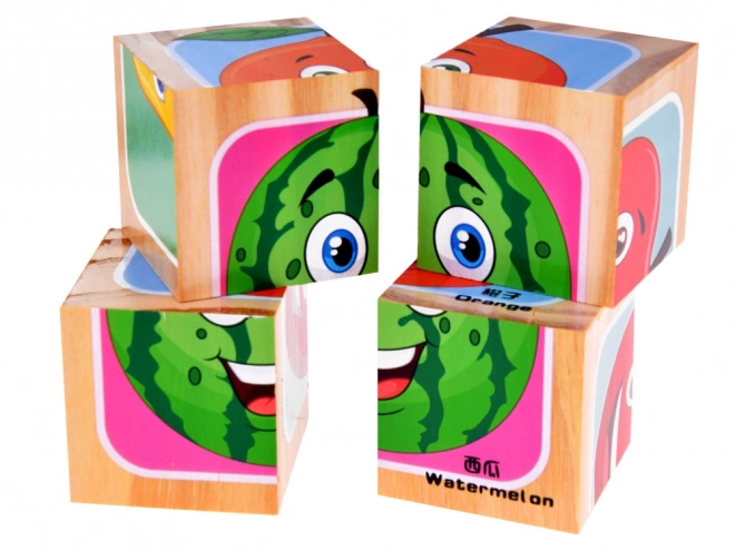 Wooden Fruit Puzzle Blocks Set