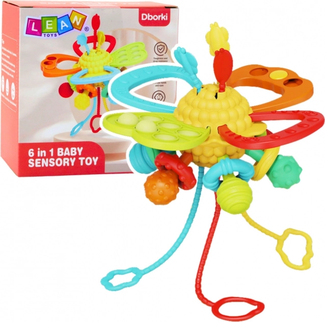 6-in-1 Sensory Stimulation Toy with Teether and Strings