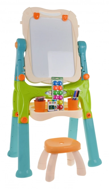 Adjustable Dual-Sided Magnetic and Chalkboard Easel for Kids