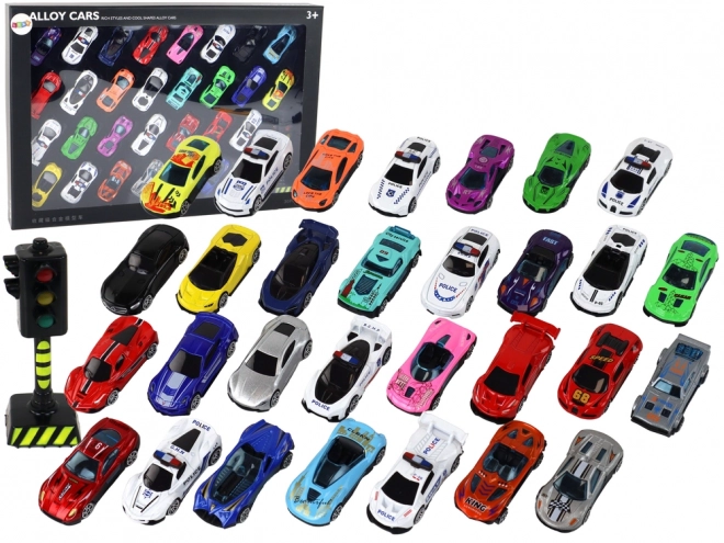 Set of Aluminum Toy Cars - Sports and Police Cars