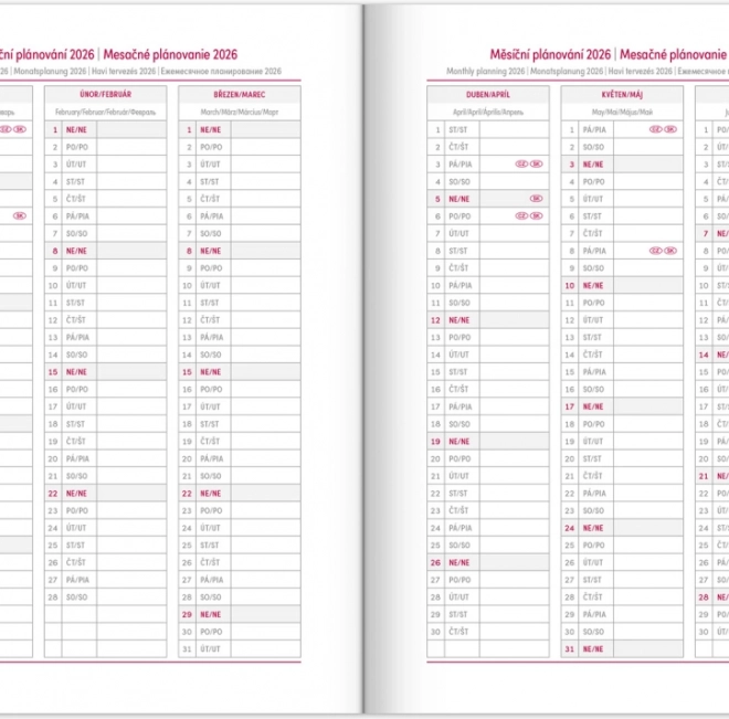 Wekelijkse agenda Notique Aprint 2026 blauw
