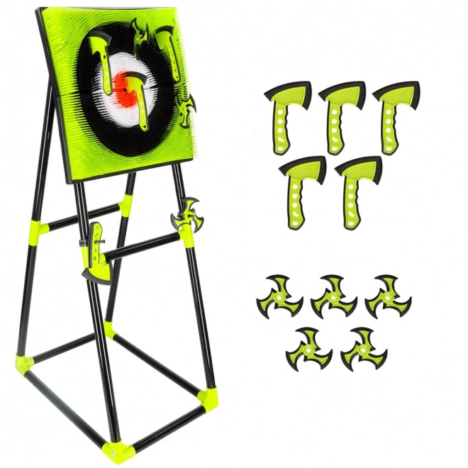 Dart Target with Silicone Axes and Shurikens