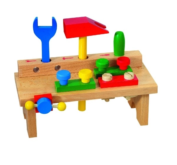 Wooden Workbench with Tools for Kids