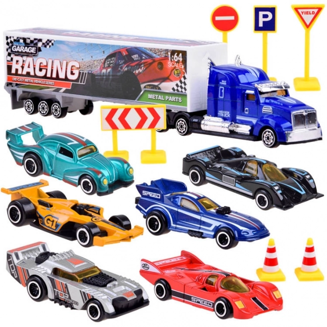 Metal Toy Cars Set with Road Signs