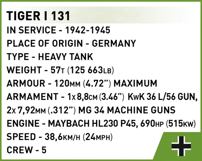 Cobi Tiger 131 Museum Tank Building Set