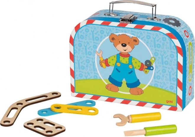 Goki Wooden Bear Building Blocks Set in Suitcase