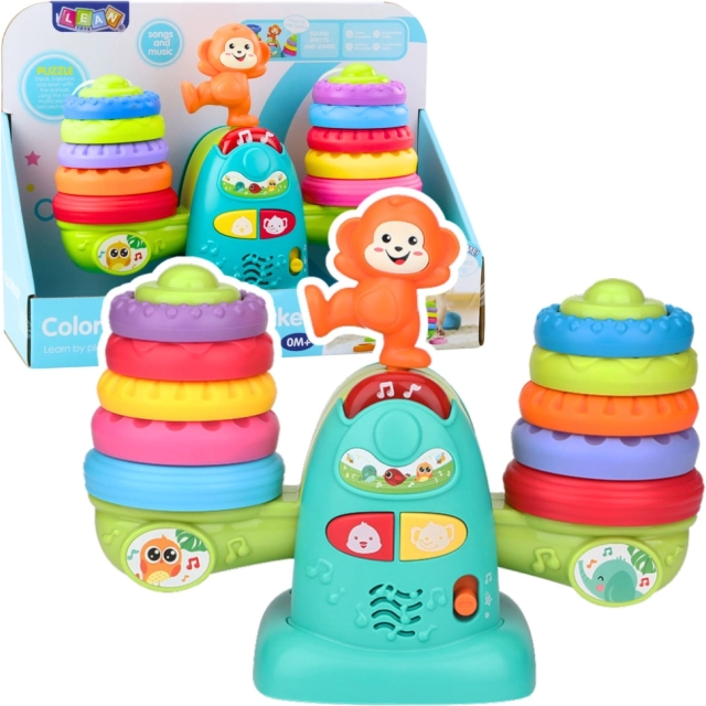 Interactive educational toddler scale with sounds, melodies and colorful rings – Little Lion