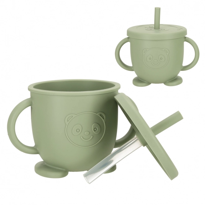 Set of silicone dishes for kids owl military green