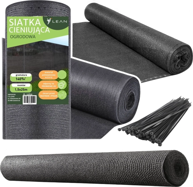 Gray shading net for fence 1.5 m x 25 m 140g/m²
