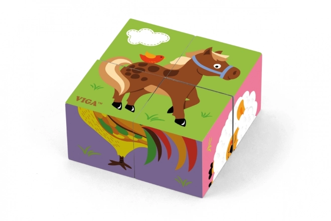 Wooden Farm Animal Puzzle Blocks